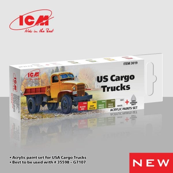 ICM	3019	Acrylic Paint Set for USA Cargo Trucks 6 x 12ml