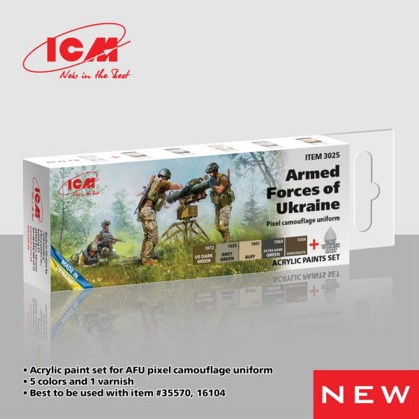 ICM	3025	Acrylic paint set Armed Forces of Ukraine (Pixel camouflage uniform 6 x 12 ml